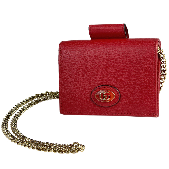Gucci GG Marmont Chain Shoulder Bag Bifold Wallet Leather Red - Picture 1 of 6